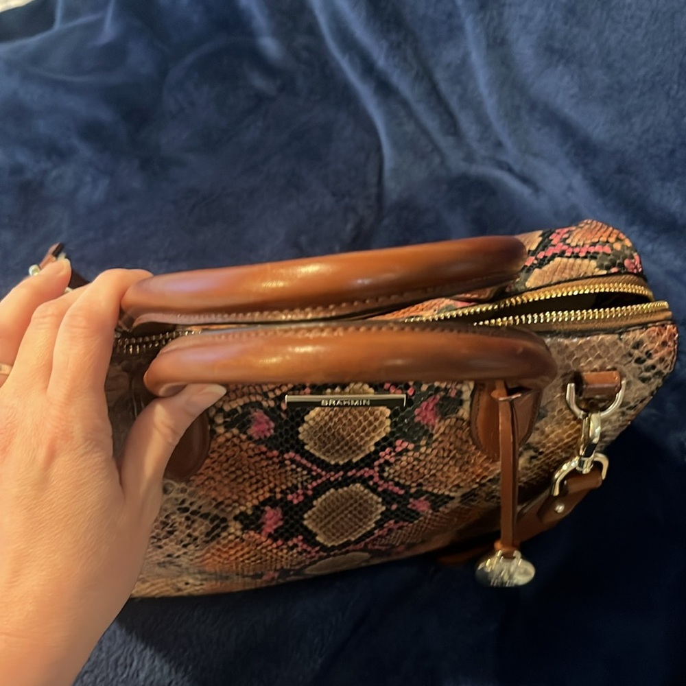 BRAHMIN  CAROLINE MAHOGANY CASSAWAY SNAKESKIN PRINT - Picture 11 of 12